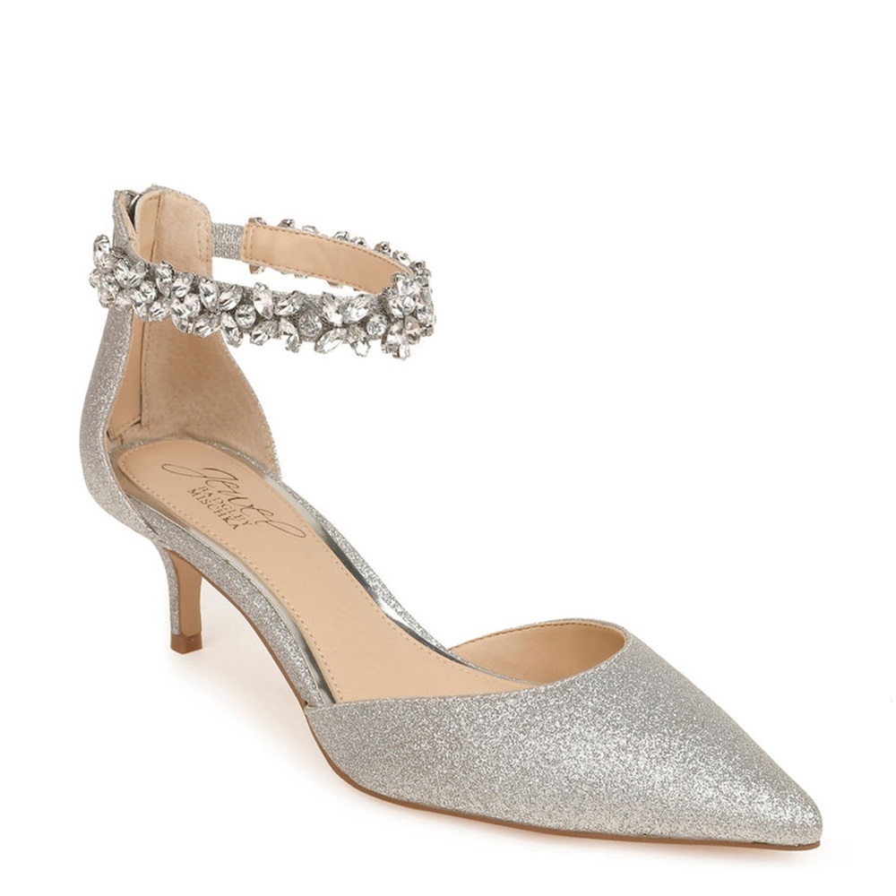Silver Glitter Jewel Bagdley Mischka Heels